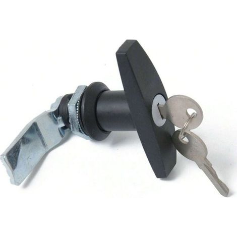 Serrure à poignée en T pour abri de jardin avec 2 clés, capuchon de camion, remorque, camping-car, armoire, poignée en T, serrure de porte de garage, noir (1/4)