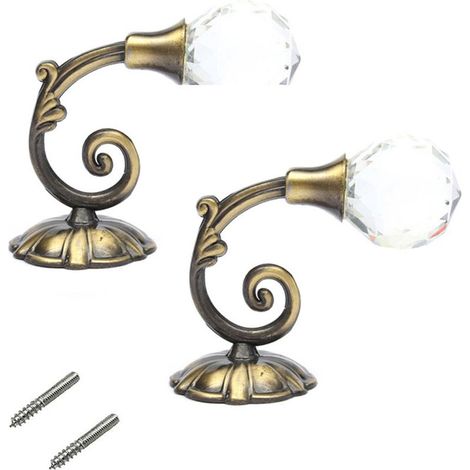 Deux embrasses de rideaux en cristal transparent, des crochets muraux à pompons pour rideaux, des crochets pour rideaux, des cintres, des cintres pour manteaux, des porte-chapeaux, des porte-serviette (1/5)