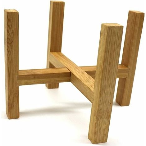 BRAVIX Rustic Primitives Support de pot de fleurs en bambou pour intérieur/extérieur Diamètre intérieur 16 cm (1/5)
