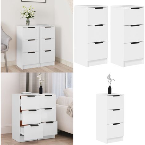 Buffets 2 pcs blanc 30x30x70 cm bois d'ingénierie - Buffet - Meuble De Rangement - Commode - Bibliothèque - Mobilier Moderne - Home & Living (1/5)
