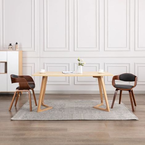 Lot de 2 Chaises de salle à manger - Chaises à manger - Chaise de Bureau, Salon et de Cuisine bois courbé et tissu gris XZZZ250739 (1/5)