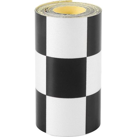 Ruban adhésif autocollant à damier noir et blanc de 7,6 cm (3 pouces) pour réservoir de voiture, moto ou vélo (1/5)