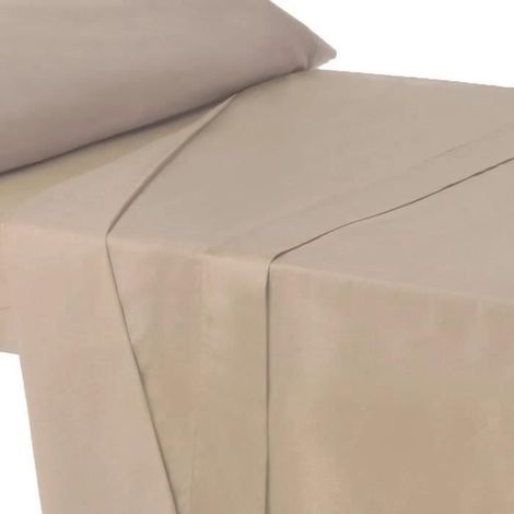 Drap dessus de lit - JUANIO - 160x270 cm - Beige - Anti-acariens - Polyester-coton 114 g/m2
