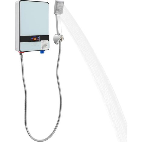 HAUTOUR Chauffe-eau instantané pour douche, chauffe-eau électrique instantané, 6500 W, sans réservoir, eau chaude instantanée pour salle de bain et douche, Écran tactile LED, 30-55 ℃ (1/5)