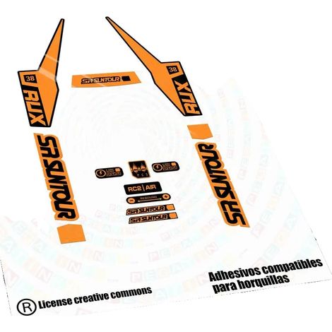 Pegatinas, diseños personalizables, vinilo resistente, color naranja fluorescente. (1/2)