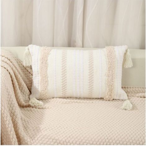 FLITI 2er-Set Beige Boho-Kissenbezüge 30 x 50 cm Gesteppte Quaste Dekokissenbezüge Heimdekoration für Sofa, Bett, Stuhl, Schlafzimmer, Wohnzimmer