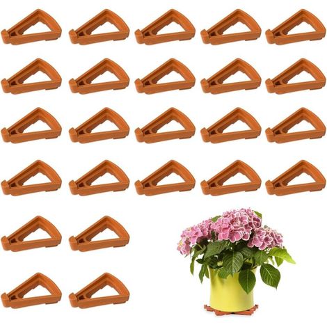 Pieds de pot de fleur triangulaires 24 pièces pieds de pot de fleur en plastique invisibles (1/4)