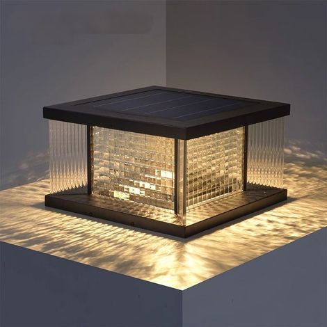 Borne solaire extérieure 50 cm en acier inoxydable, potelet LED avec double alimentation solaire et électrique, IP65 étanche, éclairage de jardin pour portail, pilier, clôture, terrasse et allée (1/5)