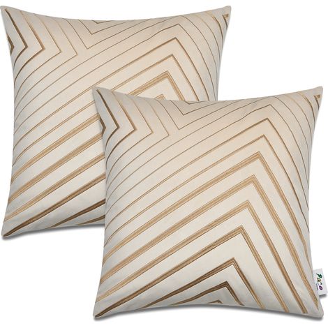 Paco Home Kissenbezug Deko Kissenhülle Kissenbezüge Skandi Muster 2er Set Sofa Zierkissen Beige 2, 2pcs-Set