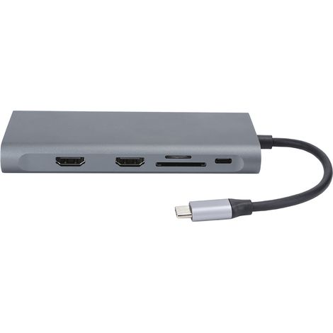 Hub USB 3.0 portable 12 en 1 pour HDMI, VGA et PD, compatible avec les ordinateurs portables OS X et servant de station d'accueil. (1/5)