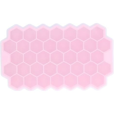 Moule à glaçons en forme de nid d'abeille 37 alvéoles avec couvercle en silicone, qualité alimentaire, pour bar et maison, rose (1/5)