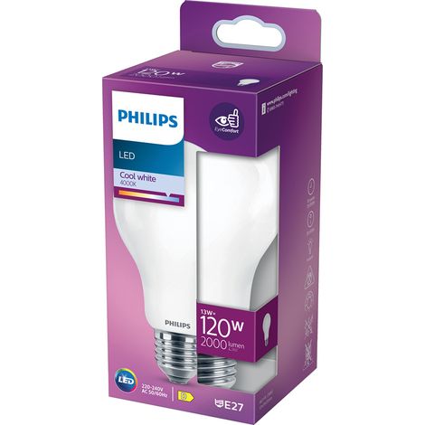 LAMPADA A LED 'GOCCIA' NATUR.4000K 13 W=120W E27 - 2000 lm- 4 pezzi - PHILIPS