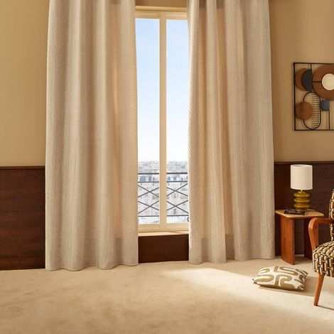 Rideau Chenille à Œillets "Fran" 140x260cm Beige Lin (1/5)