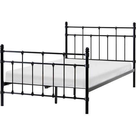 Struttura Letto in Metallo Nero con Doghe Design Moderno 120 x 200 cm Lynx