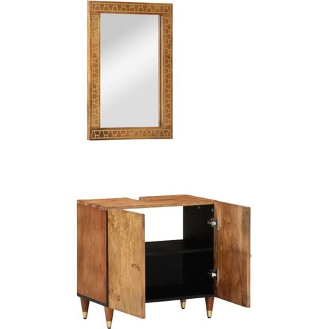 Maison Exclusive - 2-tlg. Badmöbel-Set Massivholz Mango