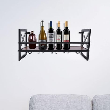 Einschichtiges Platzierungsregal, industrielles Bar-Regal, Tür - Weinglas Wand, Wein, Tür - Weinglas, 61  20  26cm