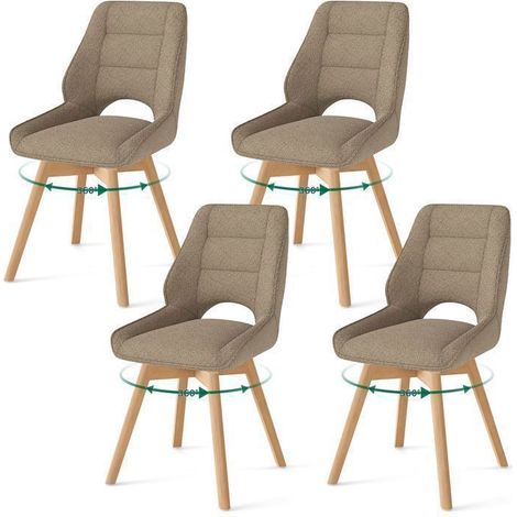 WAFTING Lot de 4 Chaises de Salle à Manger Pivotante, Chaise de Cuisine Scandinave, Pieds en bois massif, Marron (1/5)