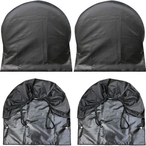 Lot de 4 housses de protection pour pneus extérieurs – étanches, anti-UV, résistantes au gel, à la pluie et au soleil – adaptées aux camping-cars, remorques et véhicules (diamètre 27 à 29 pouces) (1/5)