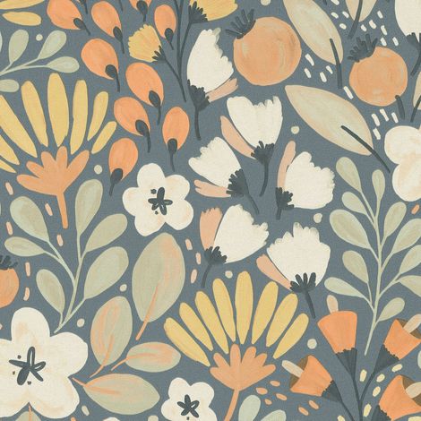 Vliestapete - La Terrasse - Olive Creme Terrakotta Blumen Floral Erismann - 1051808 (1/5)
