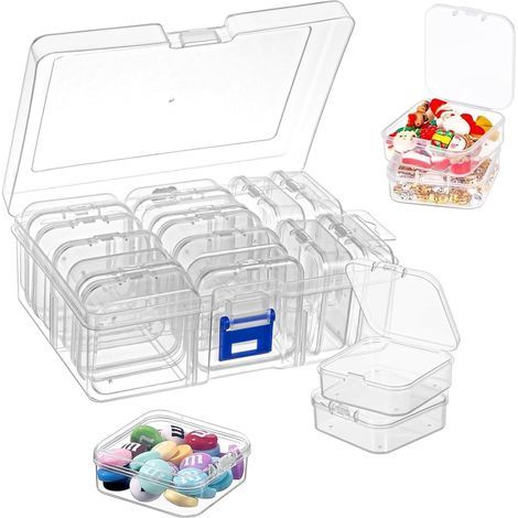 UNINGYI 15 Pieces Small Plastic Boxes, Small Storage Boxes, Mini Plastic Boxes, Transparent Plastic Crates with Lids for Storing Small Items, Small Beads, and Jewelry (1/5)
