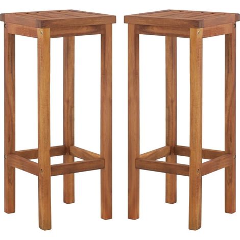 FIMEI Tabourets de bar 2 pcs Bois d'acacia solide (1/5)