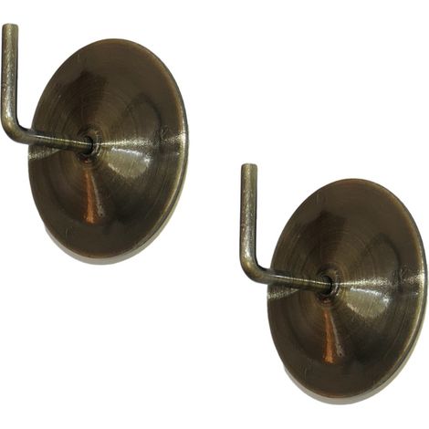Secodir – Crochets adhésifs en métal – Lot de 2 – Fixation sans perçage pour tringles ovales et rondes – Dimensions 3 cm x 3 cm