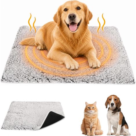 Couverture Chauffant pour Chat Chiens, Plaid doux et lavable, Tapis Hiver Thermique Lit Animaux de Compagnie, Renvoie la chaleur du corps sans électricité, pour Intérieur & Exterieur, 50x70cm (1/5)