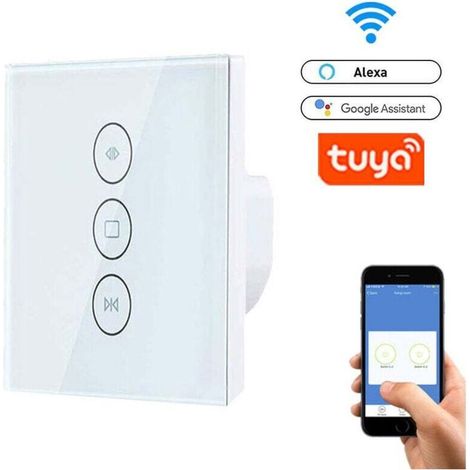 Interrupteur volet roulant connecté   Compatible Alexa   Contrôle tactile Wi-Fi à distance   Installation murale facile