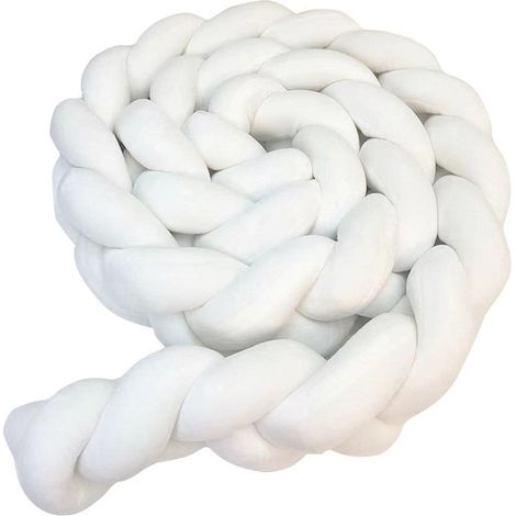 Tour de lit tressé, blanc, 3M, en velours doux, pour la protection du berceau de bébé (1/5)