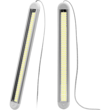 Lot de 2 barres lumineuses LED 12 V, éclairage utilitaire LED 12 V, barre lumineuse intérieure LED 120 LED avec interrupteur pour caravanes, camping-cars, bateaux, cuisines, salles de bains, chambres (1/5)