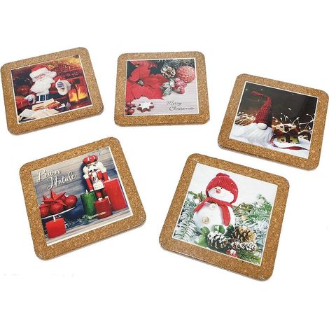 set 3 Sottopentola decorazioni natalizie babbo natale pupazzo neve idea regalo addobbi casa cucina 15 cm (1/5)