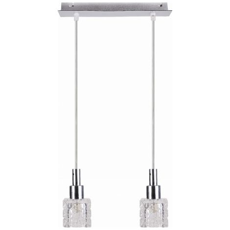 Plafonnier chromé 2xG9 cubes cristal Rubik Candellux