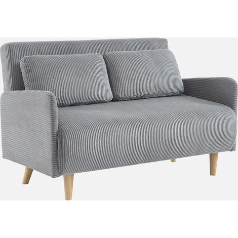 Divano letto in velluto a coste con gambe in legno, 2 posti (1/5)