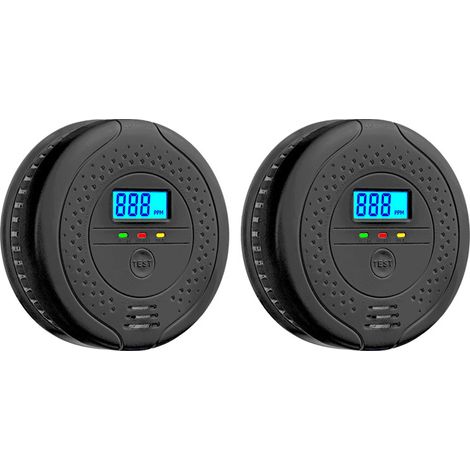 Detector de monóxido de carbono con pantalla digital (ppm), alarma visual y sonora, portátil, funciona con pilas, ideal para el dormitorio o el hogar. (1/5)