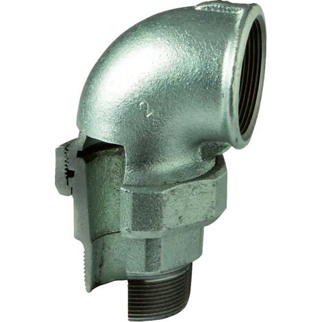 GOMITO 90° MASCHIO/FEMMINA CON BOCCHETTONE A SEDE CONICA IN GHISA ZINCATA 1