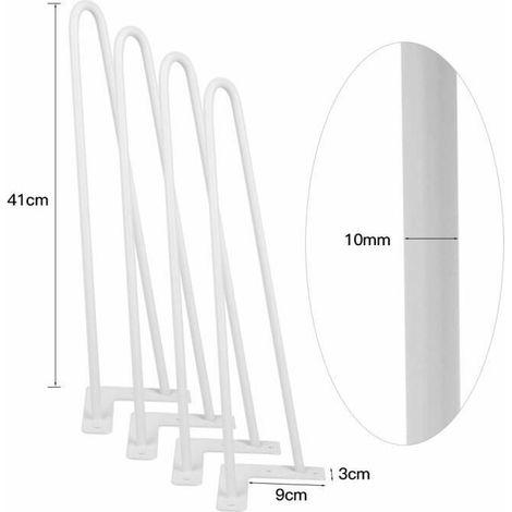 Pieds de table de meuble 41 cm blanc 4 pcs À l'intérieur et à l'exterieur (1/4)