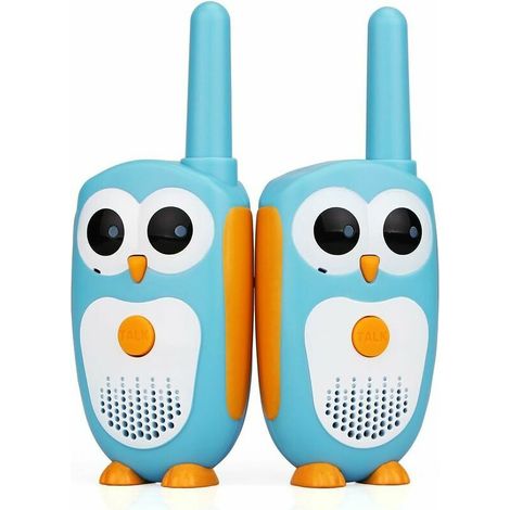 RT30 Talkie Walkie Enfant, Hibou Facile Petits Jouets, LED Yeux, 3-5 Ans Garçons Filles, Cadeaux Jouets Idéaux, Rechargeable Longue Portée, Camping Jeu Familial (2 Paires, Bleu) (1/5)