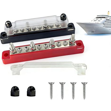 2 Pièces Bloc de distribution, 150A Ignifugé, Bus bar 12V-48V, ABS, Auto Bateau Solaire