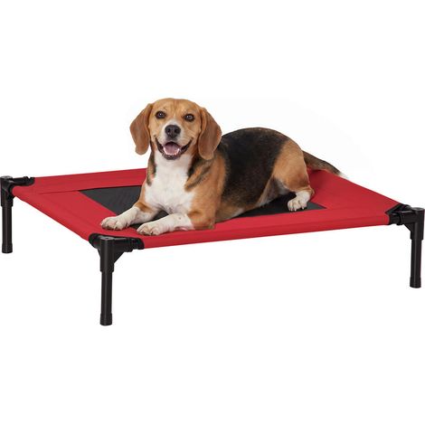Pour Chien jusqu'à 18kg Léger à Transporter Lit de Camp Surélevé pour Animaux Toile Textilène 76x61x18 cm Rouge (1/5)