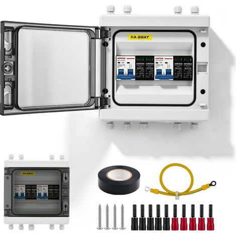 Boîte Combinée Solaire PV DC 1000V 40A, Protection Contre Les Surtensions avec Disjoncteur DC et Parafoudre 20-40KA, Boîtier Photovoltaïque IP65 2 Entrées 2 Sorties pour Système Solaire (1/5)