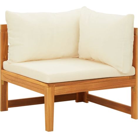 Canapé d'angle avec coussins,Banquette pour Salon,Sofa D'Angle blanc crème Bois d'acacia solide MEMV114575 (1/5)