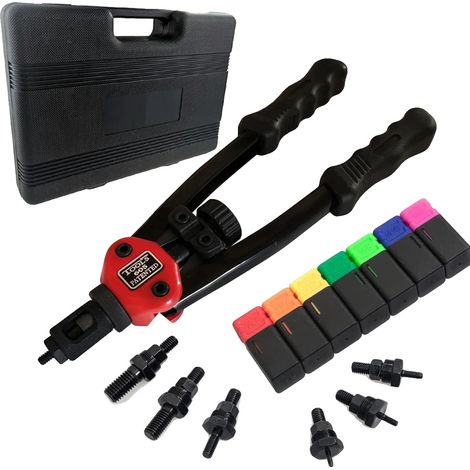 Herramienta para tuercas remachables, diseño ergonómico, mandriles compatibles, BT-605 con estuche. (1/2)