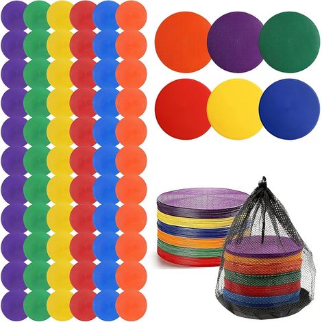 Lot de 60 disques de marquage antidérapants de 15 cm avec sac en filet noir pour football, gymnastique, handball, basketball et terrains de sport (1/5)