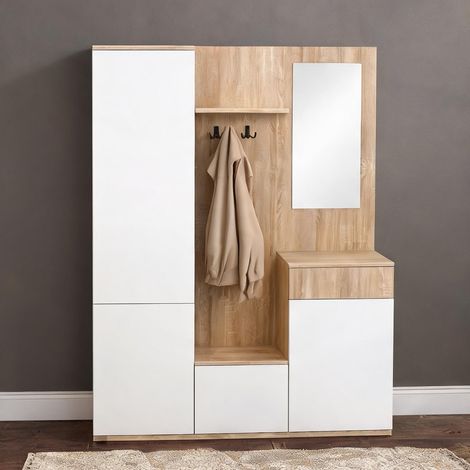 Console bianco en pannello di truciolato 145 x 29 x 184 cm (1/5)