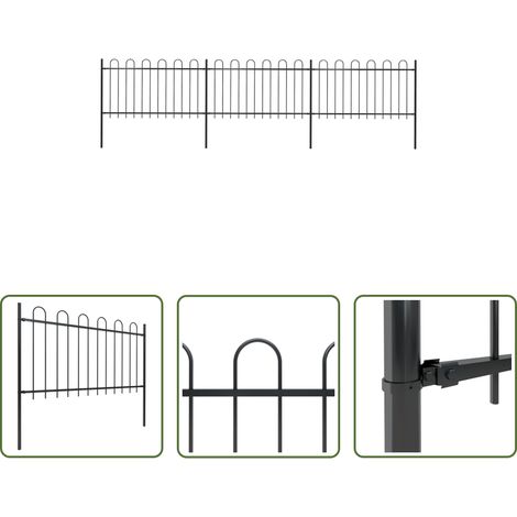 Clôture décorative - Clôture de jardin avec arceau en acier 537 x 100 cm Noir (1/5)
