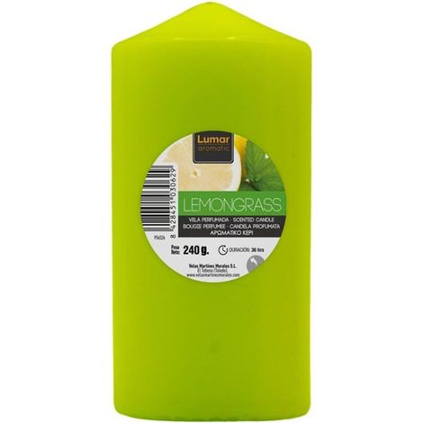 TrAdE Shop Traesio - Set 12pz Candela Profumata A Pilastro 120x57mm Fragranza Lemongrass 240g Decorativa 030629 -
