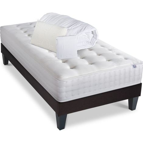 BELLECOUR LITERIE Pack Prêt à dormir CHÂTELET 90x190 cm Matelas Mémoire de forme + Sommier + Accessoires (1/5)