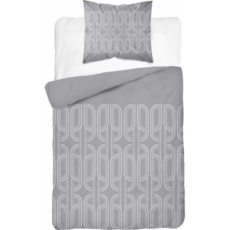 Parure de lit en flanelle 140x200 cm, gris ornemental (1/2)