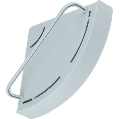 Étagère d'angle triangulaire murale en plastique pour salle de bain, sans perçage, carrée et multifonctionnelle, bleu clair. (1/5)