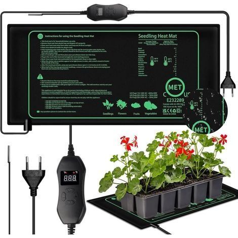 Tapis Chauffant Pour Plantes, 50W Tapis Chauffant Pour Semis, Tapis Chauffant Imperméable, Tapis Chauffant Avec Thermostat, Couverture Chauffante Pour Plantes Pour Plantes Amphibien 25 X 52,5cm (1/5)